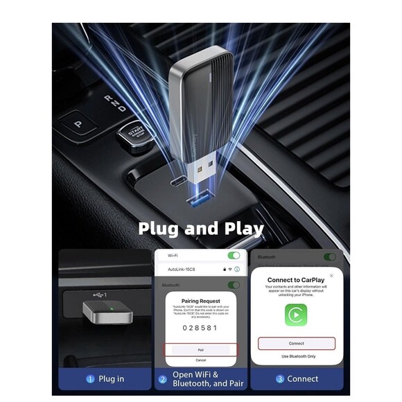 Wireless CarPlay Adapter for Apple iPhone (2025 Upgraded), Mini Car Play Adapter - Picture 9 of 13